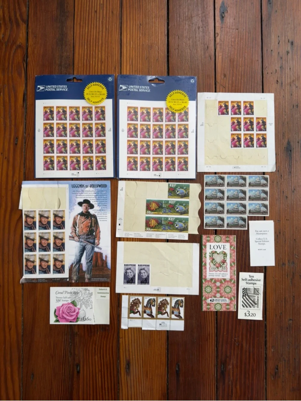 Vintage 90s 00s USPS unused 32, 33, & 37 cent stamp sheets (117 stamps)
